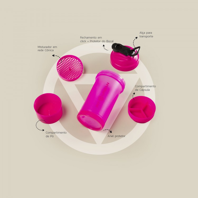 Coqueteleira Trio Plus 600ml Rosa