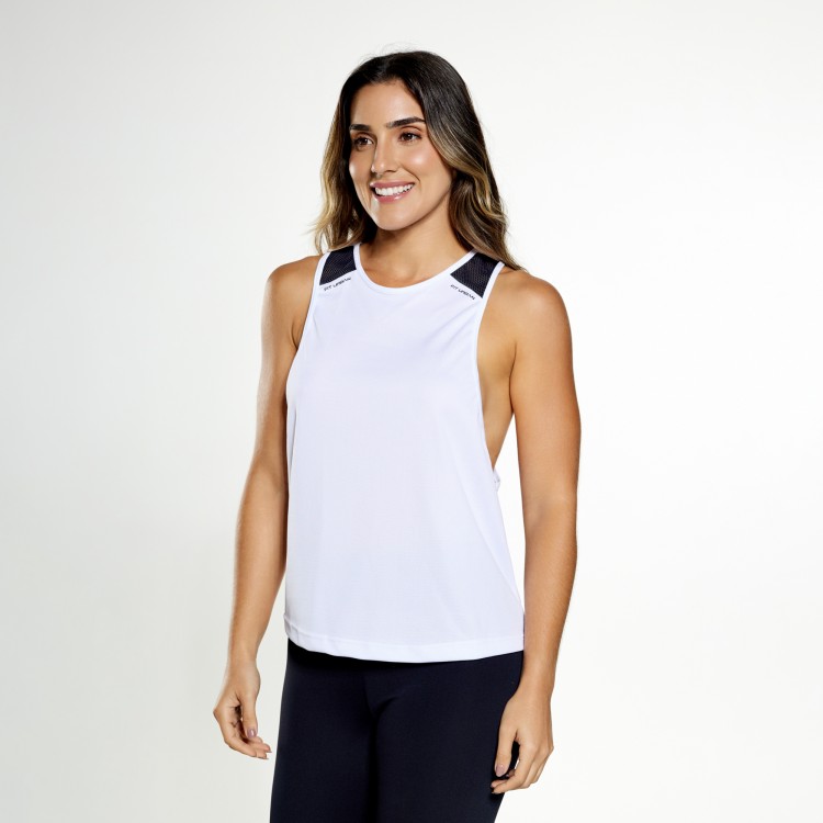 Regata Dry Fit Detalhe em Tela na Alça Branca