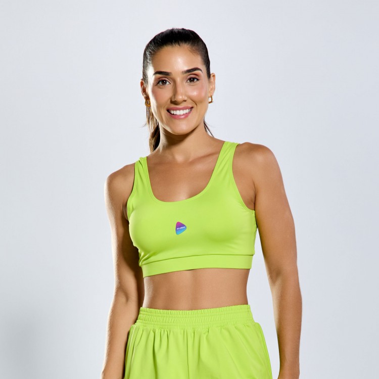 Top Poliamida Light Com Decote Costas em U Verde Lima
