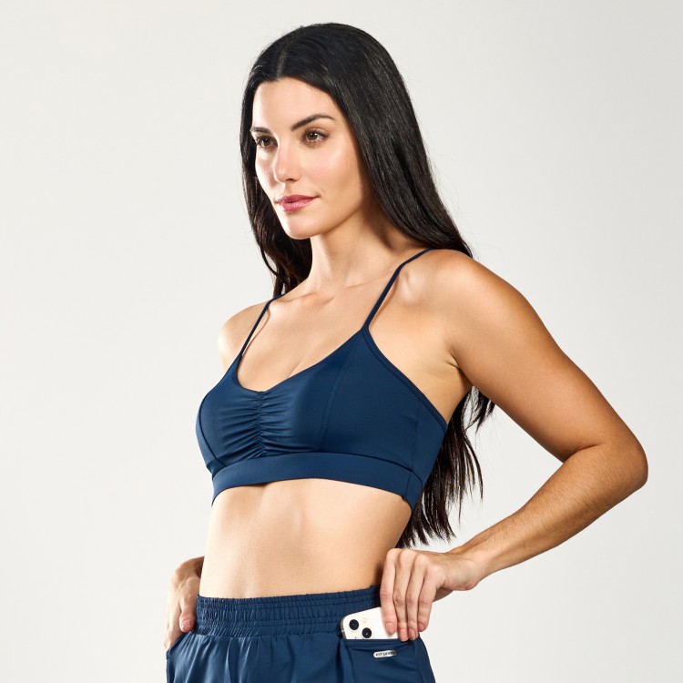 Top Fitness Poliamida Equilíbrio Marinho