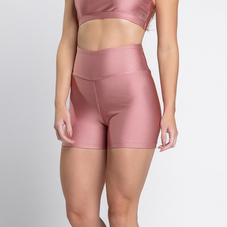 Short Canelado Glow Rosa Claro