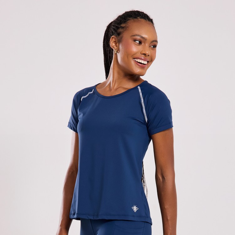 Blusa Fitness Raglan Pace Marinho