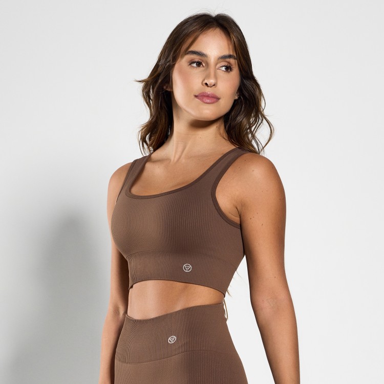 Top Fitness Seamless Canelado Café