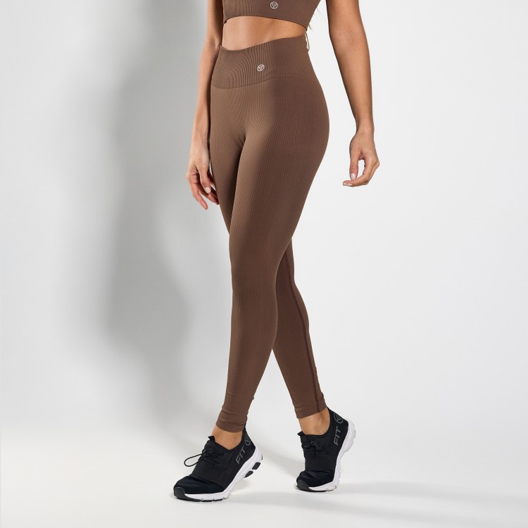 Calça Legging Fitness Seamless Canelada Café