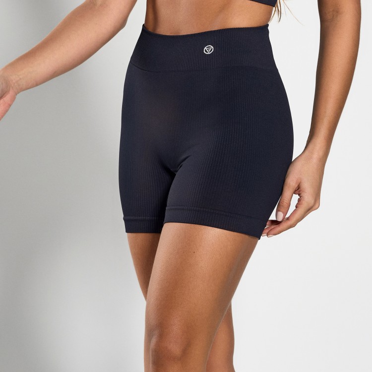 Short Fitness Seamless Canelado Preto