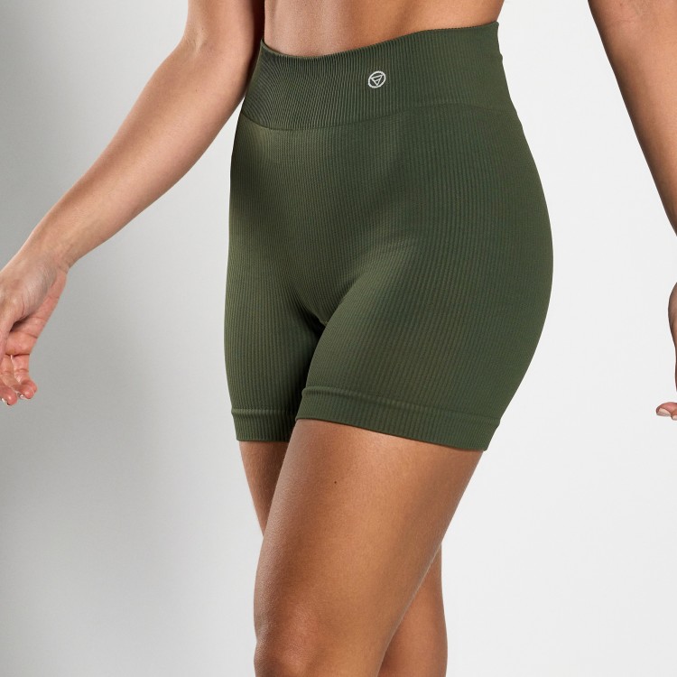 Short Fitness Seamless Canelado Verde Musgo