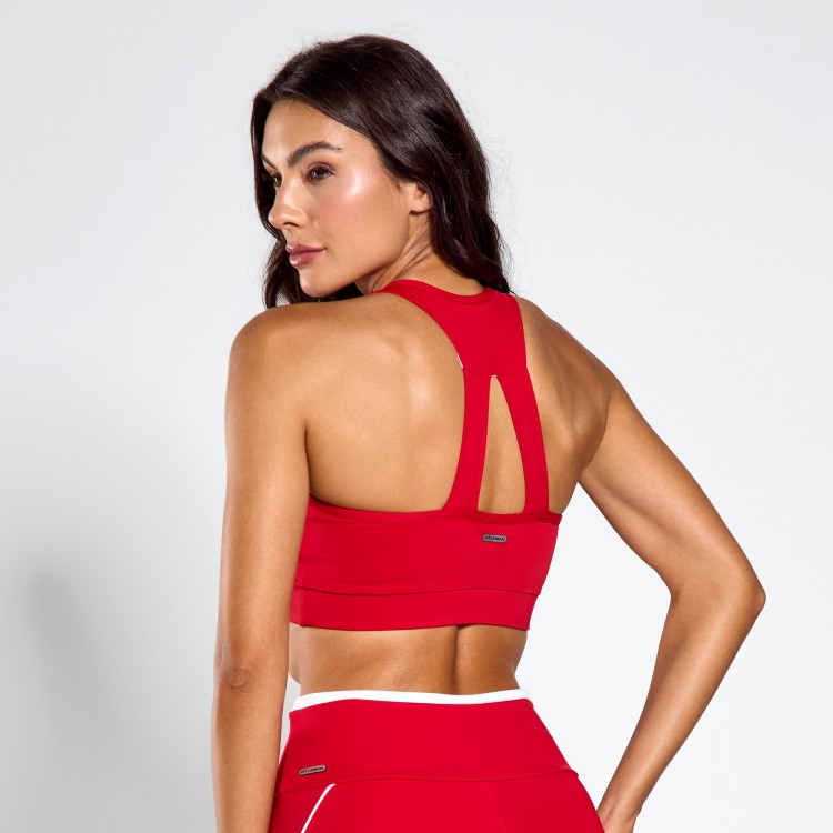 Top Fitness Poliamida Conexão Vermelho