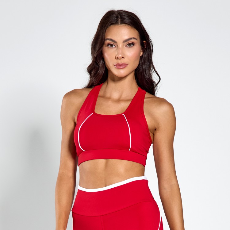 Top Fitness Poliamida Conexão Vermelho