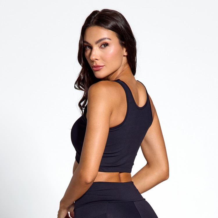 Top Fitness Poliamida Elo Movimento Preto