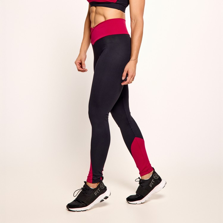 Calça Legging Poliamida Cós V Preta