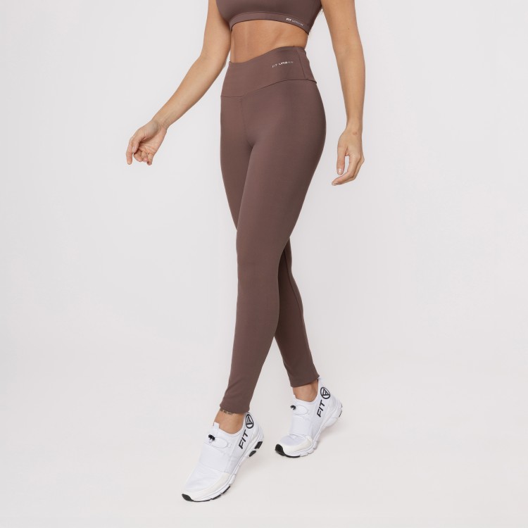 Calça Legging Poliamida com Bolso Invisível no Cós Chocolate