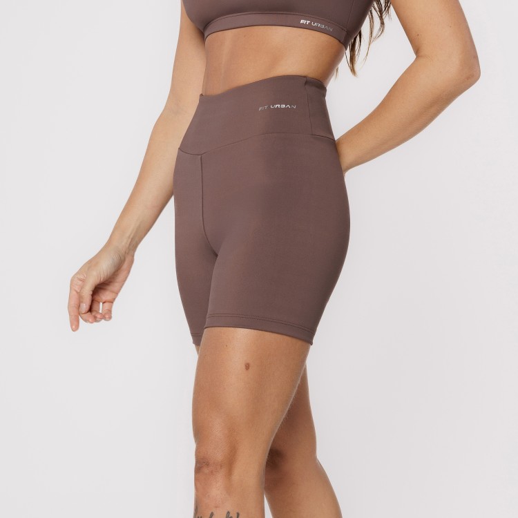 Short Fitness Poliamida com Bolso Invisível no Cós Chocolate