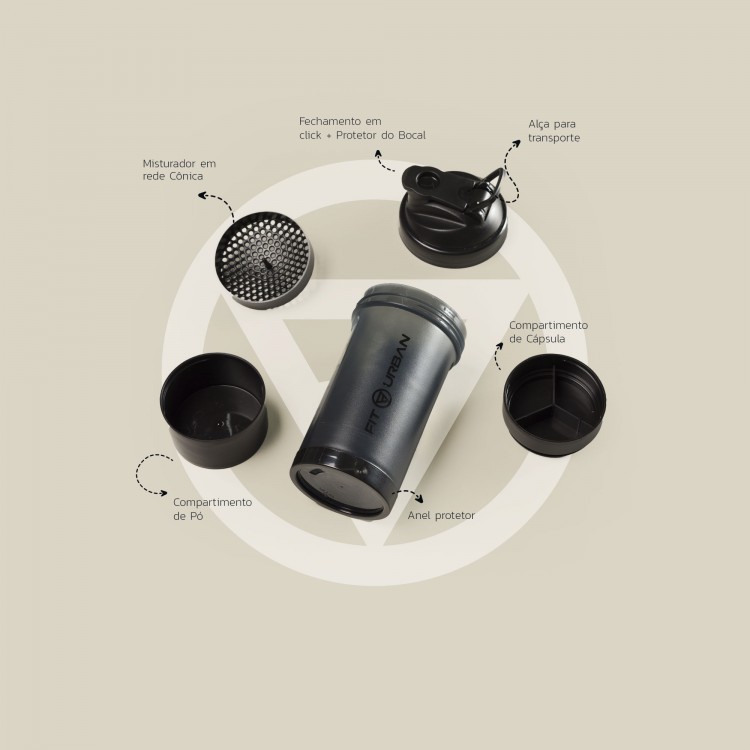 Coqueteleira Trio Plus 600ml Preta