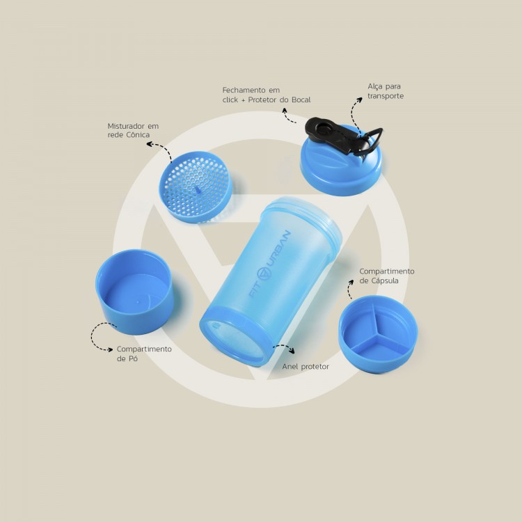 Coqueteleira Trio Plus 600ml Azul